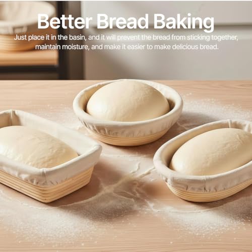 2Pcs Round Banneton Liners, Cotton Bread Proofing Basket Covers