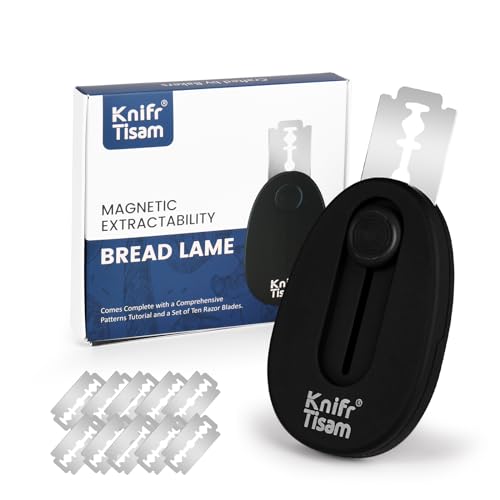 Bread Knife Extractable & Magnetic Bread Lame Dough Scoring Tool, Professional Sourdough Scoring Tool for Sourdough Bread Baking & Bread Making Tools 10 Razor Blades - Black - color: Black