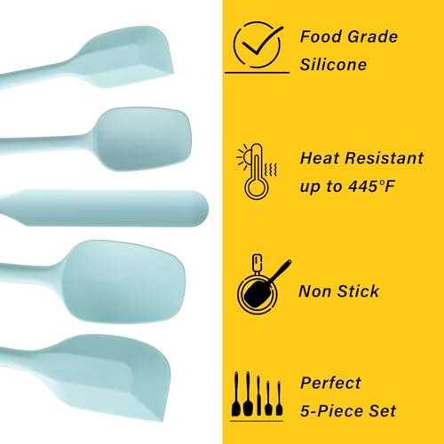 Silicone Spatula Set,5 Piece Food Grade Rubber Spatulas,Macaron Blue - color: Macaron blue