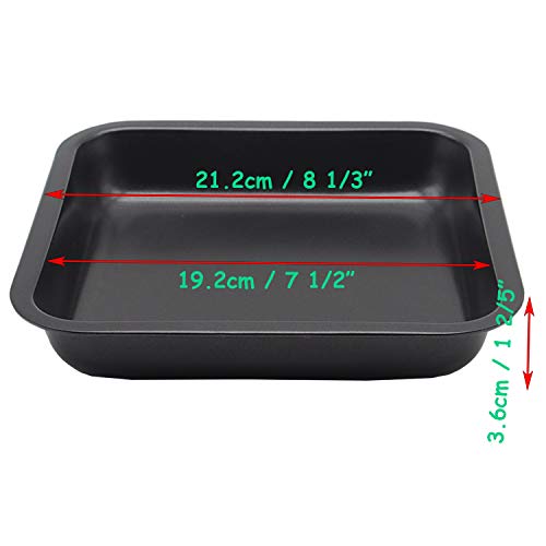 2pcs Mini Baking Pans 8 X 8 Inch (Inner 7.5 X 7.5) Square Cake Pan Bread Pan Nonstick Heavy Carbon Steel Bakeware - size: 8.33x8.33 inch Black