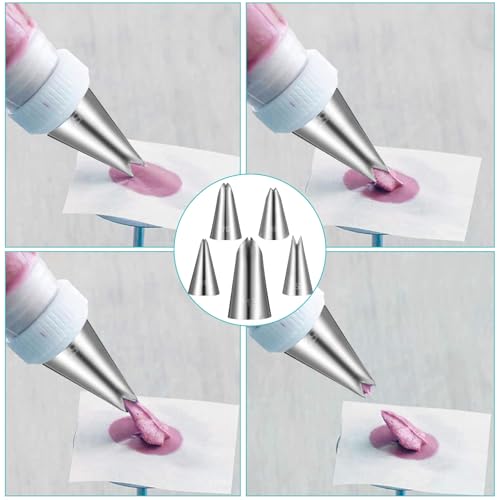 5pcs Leaf Piping Tips, Leaf Shape Piping Tip for Cupcakes, Stainless Steel Ruffle Tips, Cake Supplies for Baking And Decorating, Flower Nails Cake Cookies Frosting Decorating Tools