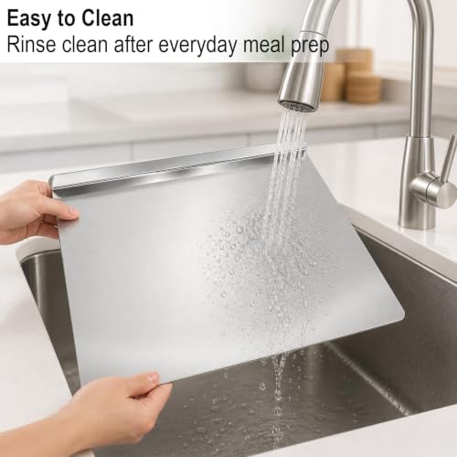 Stainless Steel Cutting Board with Counter Lip,Metal Pastry Board Kitchen - size: 0.1"L x 0.1"W