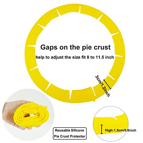 Adjustable Silicone Pie Crust Shield Pie BPA-free Protectors Cover Kitchen Tool for Baking Pie Pizza, Fits 8-11.5 Inches Pie (Yellow-2pcs) - color: Yellow-2pcs