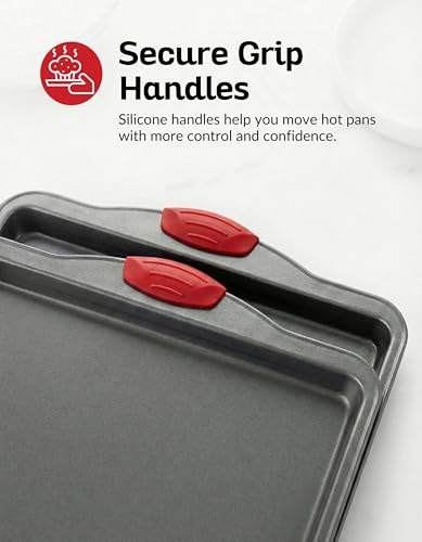 Boxiki Kitchen Nonstick Baking Sheet Pan Heavy-Gauge Carbon Steel, Warp, Dent, and Rust-Resistant Gourmet Rimmed Half Cookie Sheet Tray, Non-Toxic for Exceptional Baking Performance - 15x10 Inch - color: Gray