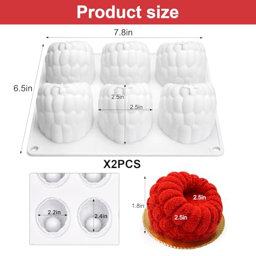 2Pack Raspberry Silicone Molds for Mousse Cake Fruit Pudding Raspberry Mold - color: 12-Cavity Raspberry