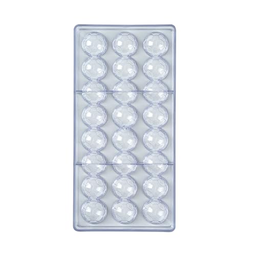 Restaurantware-Pastry Tek 10.8 x 5.3 Inch Chocolate Shaping Mold, 1 Freezable Candy Mold - 24 Cavities, Soccer Ball-Shaped, Clear Polycarbonate, For Chocolate, Dishwashable, Easy To Release - size: 1 Count | 10.8 x 5.3 Inch, style: Soccer Ball