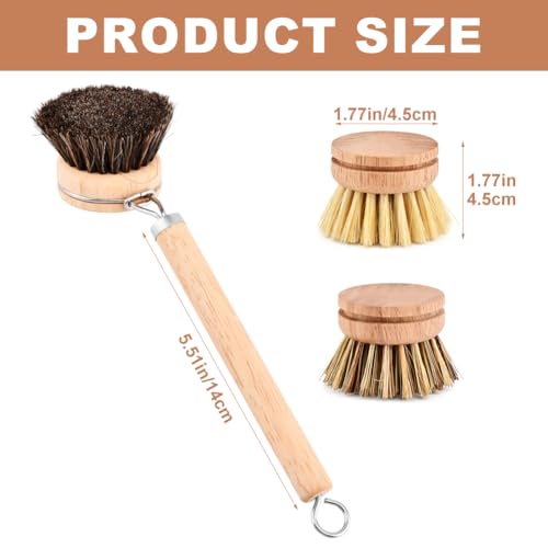 Bamboo Dish Brush with 3pcs Replacement Heads