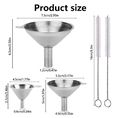 Mini Stainless Steel Funnel Set for Small Bottles, 3 Sizes