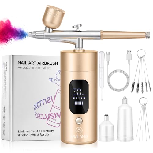 SAVILAND Airbrush for Nails 30PSI LCD Display Nail Airbrush Machine Gold - color: B-Gold