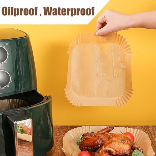 7.5 Inch Air Fryer Parchment Paper Liners Square,150 Pcs Non-stick &Oil-proof Air Fryer Liners Disposable for 2-5 QT Frying,Baking,Roast (Pack of 2) - size: 7.5"Square-150pcs (Pack of 2)