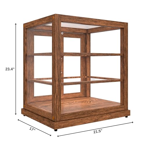 KoolMore 25 in. Dark Wood Countertop Upright Dry Bakery Display Case, Pastry, Cake, and Bread Display with Tempered Glass - color: Dark Wood, size: 25 in.
