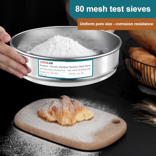 7.9" (20cm) 304 Stainless Steel Lab Sieve, 80 Mesh (0.2mm) Screen Sifter - size: 80Mesh(0.2mm)/Ф7.9in