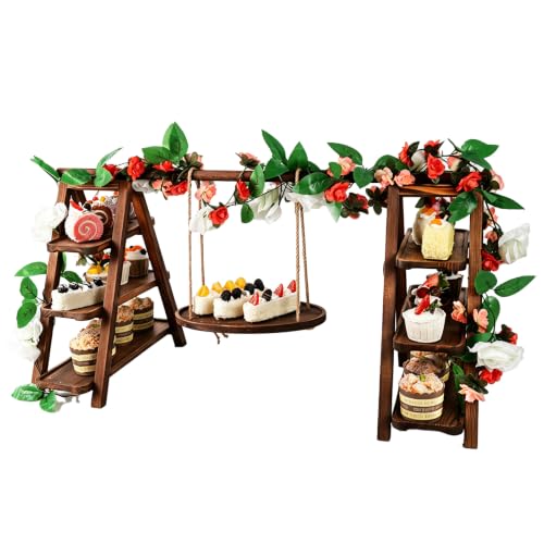 Wooden 3 Tier Cupcake Stand with Swing & Flower