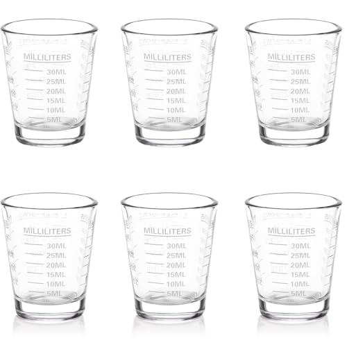 Shot Glass Measuring Cup Set, 6 Pack Espresso Shot Glasses (White) - color: 6 Pack-White