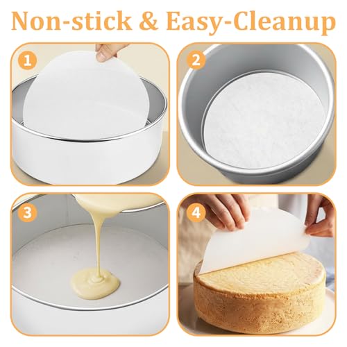 8 Inch Parchment Paper Rounds, 200Pcs Precut Baking Paper Sheets, Non Stick Baking Parchment-Paper, Round Parchment Liners Cake Pan Liner Circles Cookie Bakings Sheets for Cake Bread Bakings, White