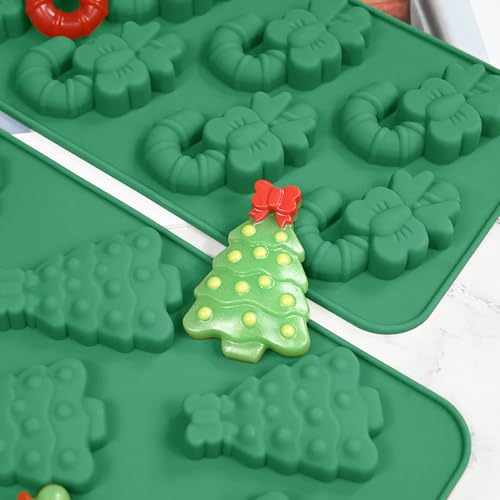 Christmas Silicone Candy Molds Includes Christmas Tree and Candy Cane Chocolate Molds (2PCS) for crafting chocolates, ice cubes, sweets, and cake embellishments - size: Christmas Tree and Cane