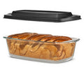 Razab 7.6 Cups / 1800 Ml / 1.9 Qt Large Glass Loaf Pan with Lids for Baking - color: Black, size: Set of 01