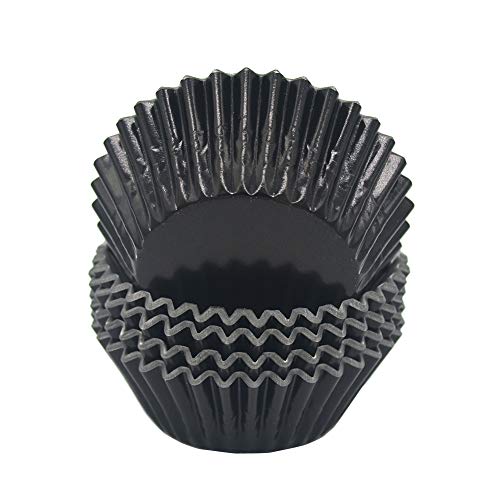 Standard Black Foil Cupcake Liners Muffin Baking Cups for Party and More, 100-Count - color: Black