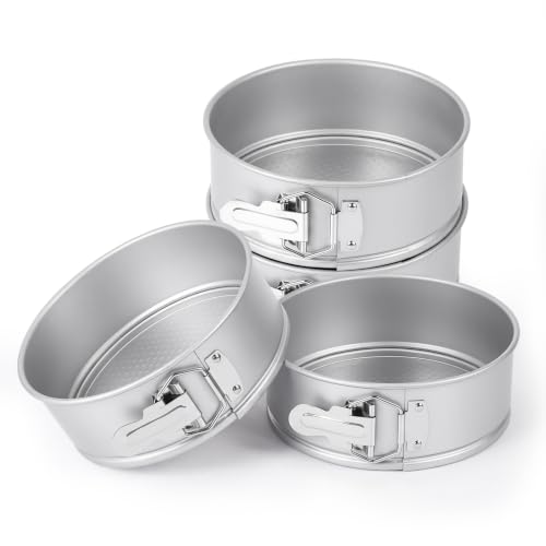 4 Pcs 7 Inch Nonstick Springform Cheesecake Pan with Removable Bottom - color: Sliver, size: 7 Inch