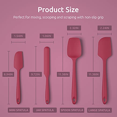 U-Taste Silicone Spatula Set with 480 Degrees Fahrenheit Heat Resistant (Red)