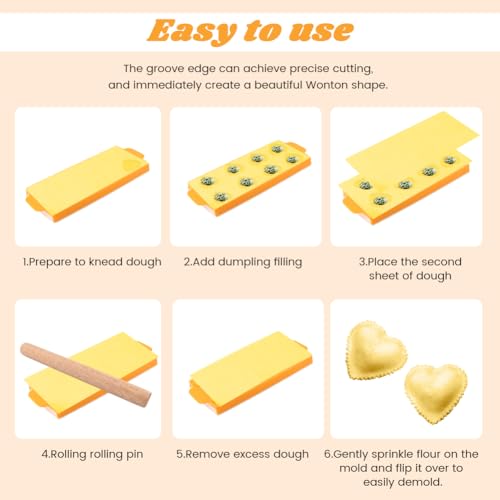 8PCS Ravioli Maker Press Set,for Homemade Pasta,Dumpling,Pastry Kit - color: Yellow