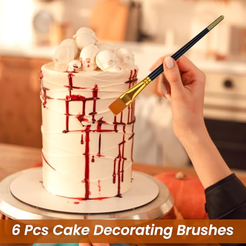 simarro Cake Painting Brushes, 6 Pcs 6 Size Nylon Soft Hair Cake Paint Brush Food Decorating Brushes Tools