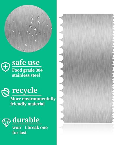 3 Pcs Metal Cake Scraper Smoother, Bench Scraper for Cream, 8.6 Inch - size: Cake Comb-4