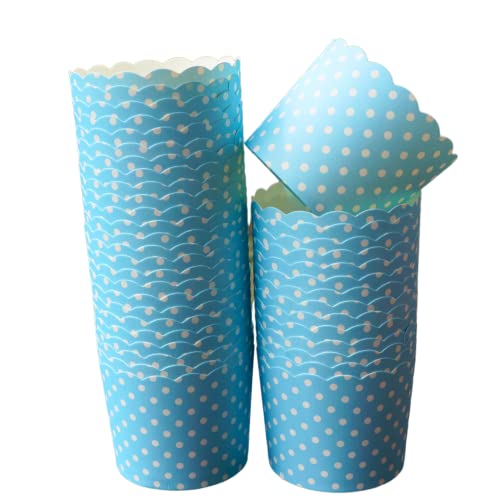 Paper Baking Cups (Polka Dots), Greaseproof Disposable Cupcake Liners (Turquoise, Large Cups (50-Pack)) - color: Turquoise