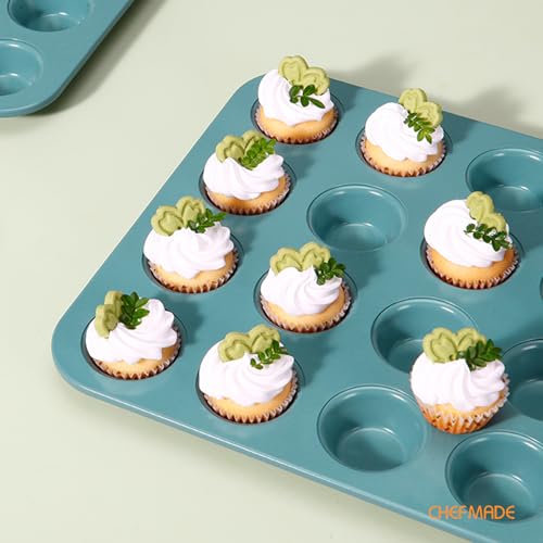 CHEFMADE Mini Muffin Pan, 20 Cups Non-Stick Tiny Cupcake Pan Bakeware - size: Mini Muffin 20 Cups