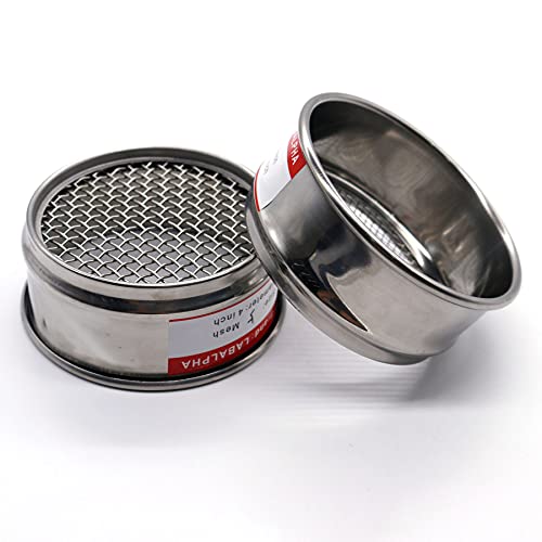 LABALPHA 5 Mesh Lab Sieves, Test Sieve #5 Mesh, 4'' Diameter, 304 Stainless Steel Wire Cloth (4mm) - size: 5 mesh (4mm)