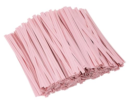 ONLYKXY 500pcs Kraft Paper Twist Ties Plant Ties 4inch Reusable Bread Twist Ties cake pop ties Cable Ties Candy Ties for Bags (Pink) - color: Pink