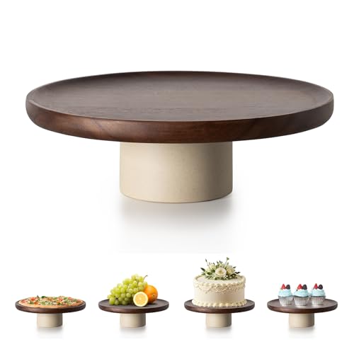 CEEFU 11 inch Rustic Acacia Wood Cake Stand Wedding Dessert Display