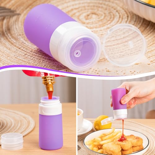 MICEBAY 8-Pack Salad Dressing Container, Leakproof Squeeze Bottles - color: Purple
