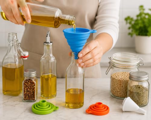 4-Piece Silicone Funnel Set, Collapsible Kitchen Funnels