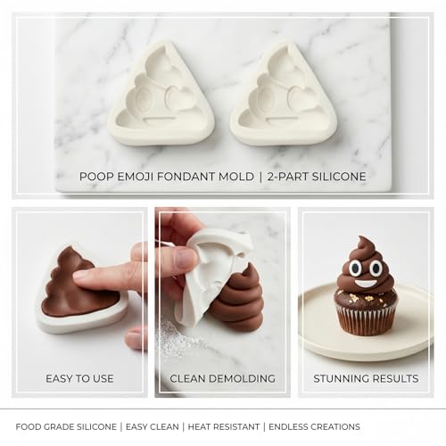 3D Smiling Poop Emoji Silicone Mold, Funny Gag Poop Fondant Mold - color: Emoji Silicone Molds