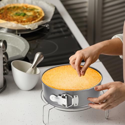 4 Pcs 8 Inch Nonstick Springform Cheesecake Pan with Removable Bottom Gray - color: Gray, size: 8 Inch