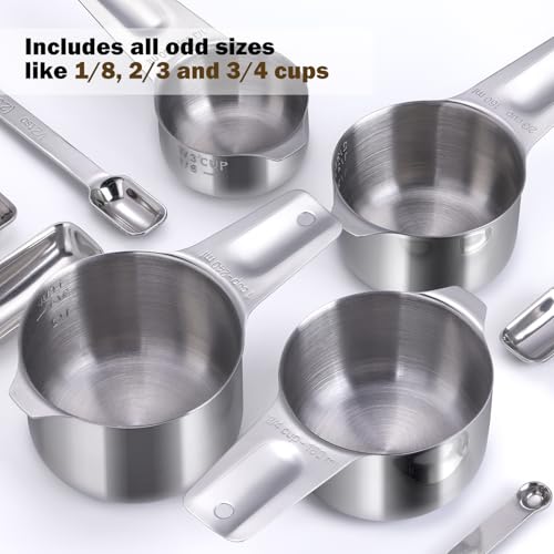 20PCS Measuring Cups and Spoons Set,Stainless Steel,with Leveler - size: 20PCS
