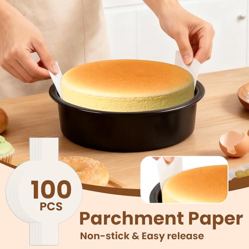 8 Inch Round Cake Pan Set of 3 - Nonstick Carbon Steel Cake Baking Pans with 100 PCS Parchment Paper, Dishwasher Safe, Durable for Layer Cakes, Birthday & Christmas Baking - size: 8 Inch -B