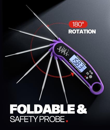 Meat Thermometer Digital, Instant Read, Food, Cooking, Grilling - color: Purple