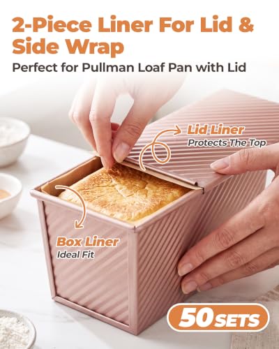 Bake Choice Loaf Pan Liners for 1 LB Pullman Loaf Pan with Lid, 50 Sets - size: 1 LB