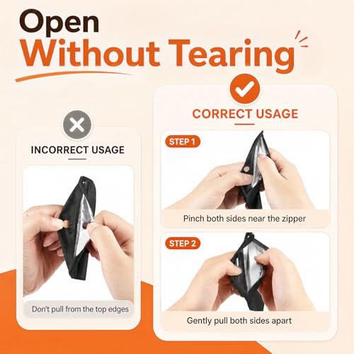 100Pcs Mylar Bags Resealable, Black Smell Proof Zip Bag 5.12x8.27" - color: Black, size: 5.12x8.27 Inch