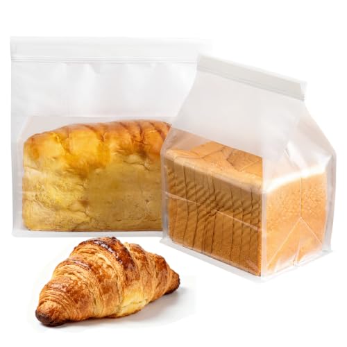 50 Pack Medium White Paper Bread Bags with Window 10.3" x 6.3" x 5.1" - color: White, size: Medium