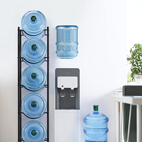 smusei 5 Gallon Water Bottle Holder - 5 Tier Detachable Cooler Jug Holder Storage Rack - Heavy Duty Gallon Jug Organizer for Home, Kitchen, Office, Breakroom - Black - size: 5 Tier