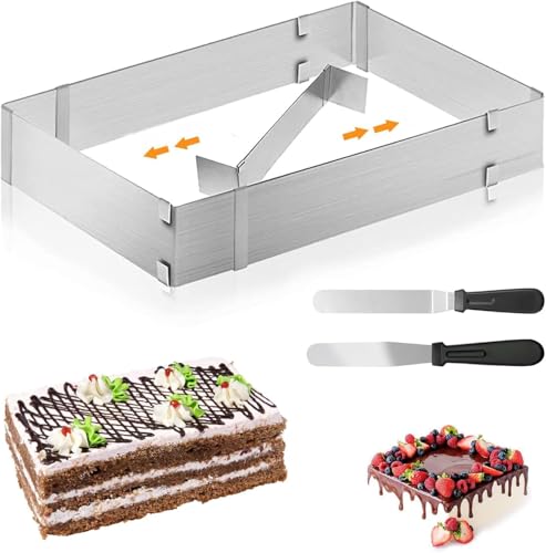 Cake Ring,Cake Mold,Adjustable Rectangle Mousse Cake Ring Mold from 5.9" to 11",Square Shaped Mousse Cake Cutter Baking Mold Pastry Baking Tool for Birthday Cake, Party Dessert, Handmade Snack - size: 5cm