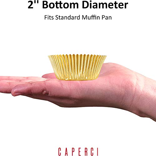 Caperci Standard Cupcake Liners Gold Foil Muffin Baking Cups 150-Pack - Premium Greaseproof & Sturdy Cupcake Papers - color: Gold Foil