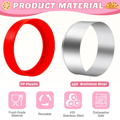 Nifogo Round Circle Cookie Cutter 5 Pcs - color: B-Red Yellow 5pcs