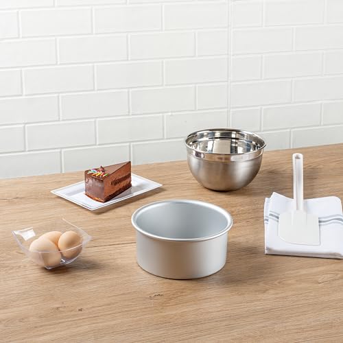 Restaurantware-Met Lux 6 x 3 Inch Straight-Sided Baking Tins, 12 Round Cake Pans - Oven-Ready, Freezable, Anodized Aluminum Round Baking Pans, Greaseproof, For Layer Birthday Cakes - size: 6 x 3 inch (Pack of 12)