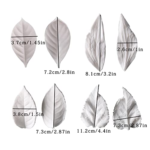 KALAIEN 8Pcs Sugar Paste Leaf Veiners Fontant Silicone Mold - color: 8Pcs Leaf Veiners