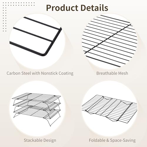 4 Pcs Cooling Racks for Baking and Stackable Collapsible