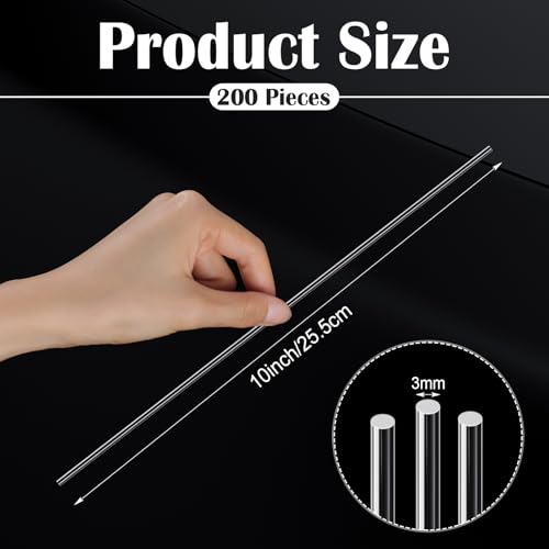 Zopeal 200 Pcs Acrylic Lollipop Stick Cake Pop Rod, 10 x 0.12 Inches, Clear - size: 10 x 0.12 Inches